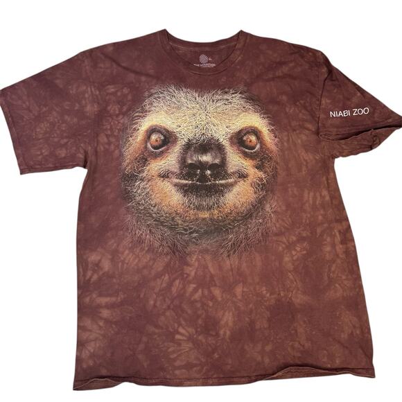 The Mountain Liquid Blue Sloth Face Classic Cotton T Shirt 2XL Niabi Zoo - Picture 1 of 5